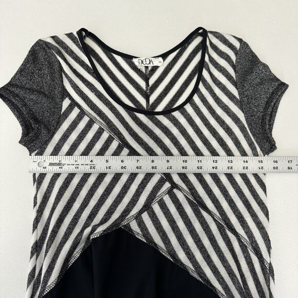 Deca Paris Womens Dress 3/US 10 Black Midi Striped Layered Lagenlook Artsy Funky - Picture 6 of 13